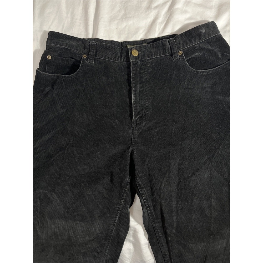 Eddie Bauer Corduroy Pants Jeans Womens 14 Black Mid Rise Wide Leg Bootcut Work - Picture 4 of 9